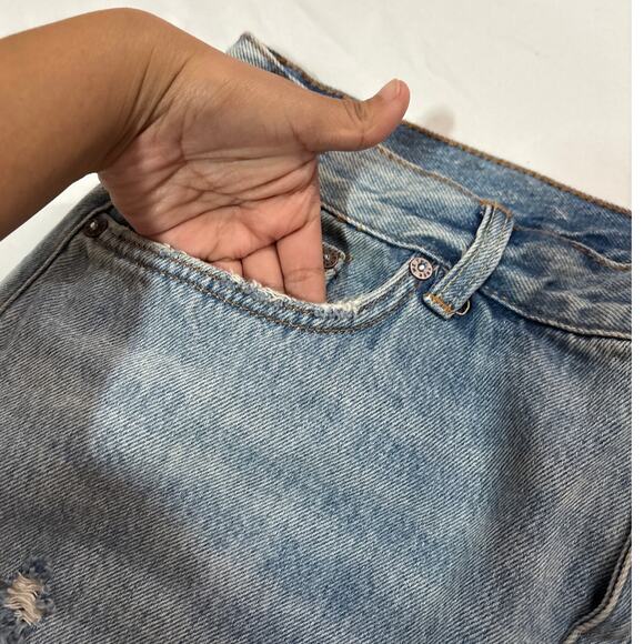 Free People We the Free Womens 31 Distressed Rocker Festival Denim Skirt Concert - Picture 4 of 8